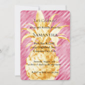Pink Glam Stripes Gouden Ananas Verjaardag Kaart (Voorkant)