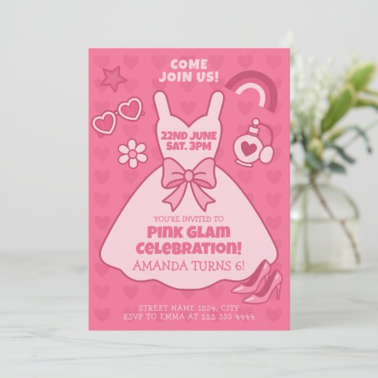 Pink Glam verjaardagsfeest Kaart (Staand voorkant)