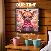 Pink Glasses Giraffe Valentine Vierkante Klok