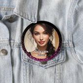 Pink Glimmer Pageant Photo Button Pin (In situ)