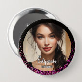 Pink Glimmer Pageant Photo Button Pin (Voorkant /achterkant)