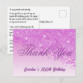 Pink Glitter, 100ste verjaardag Briefkaart (Voorkant / Achterkant)