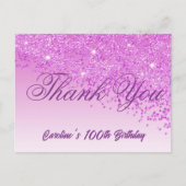 Pink Glitter, 100ste verjaardag Briefkaart (Voorkant)