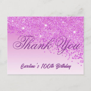 Pink Glitter, 100ste verjaardag Briefkaart