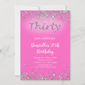 Pink Glitter 30e verjaardag uitnodiging (Voorkant)