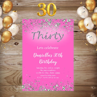 Pink Glitter 30e verjaardag uitnodiging