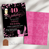 Pink Glitter 40 en fantastische hoge hakken verjaa Kaart