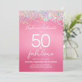 Pink Glitter 50 en het fantastische 50ste verjaard Kaart (Staand voorkant)