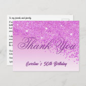 Pink Glitter, 50ste verjaardag Briefkaart (Voorkant / Achterkant)