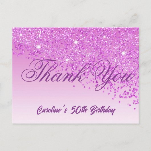 Pink Glitter, 50ste verjaardag Briefkaart (Voorkant)