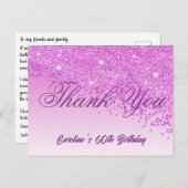 Pink Glitter, 60ste verjaardag Briefkaart (Voorkant / Achterkant)