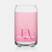 Pink Glitter – Aangepaste naam & Initialen Blikvorm Glas (Voorkant)