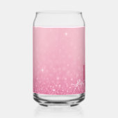 Pink Glitter – Aangepaste naam & Initialen Blikvorm Glas (Rechts)