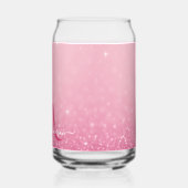 Pink Glitter – Aangepaste naam & Initialen Blikvorm Glas (Links)