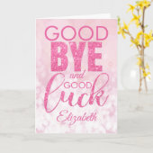 Pink Glitter Afscheid en veel geluk Afscheid Kaart (Gele Bloem)