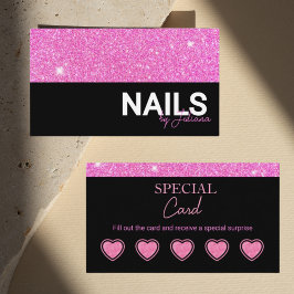 Pink Glitter Beauty Salon loyaliteitskaart Visitekaartje