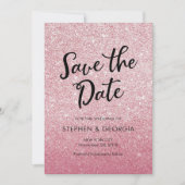Pink Glitter Bewaar de datum bruiloft uitnodiginge Save The Date (Voorkant)