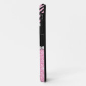 PINK GLITTER BLACK CHEVRON MONOGRAMMED Case-Mate iPhone CASE (Achterkant/links)