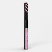 PINK GLITTER BLACK CHEVRON MONOGRAMMED Case-Mate iPhone CASE (Achterkant/rechts)