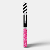 PINK GLITTER BLACK CHEVRON MONOGRAMMED Case-Mate iPhone CASE (Achterkant / Links)