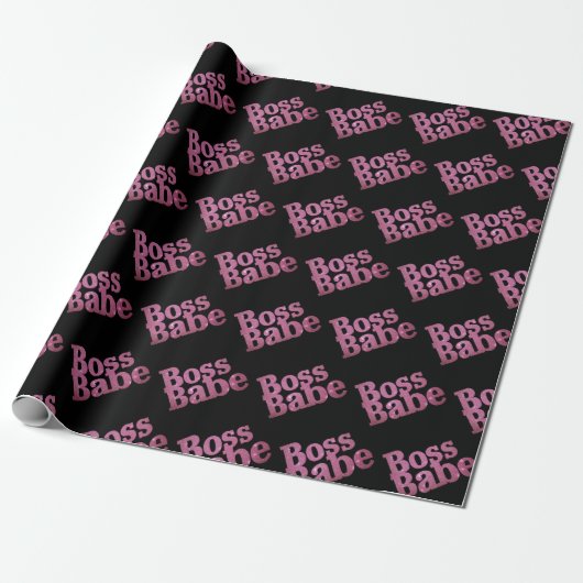 Pink Glitter Boss Babe Cadeaupapier (Uitgerold)