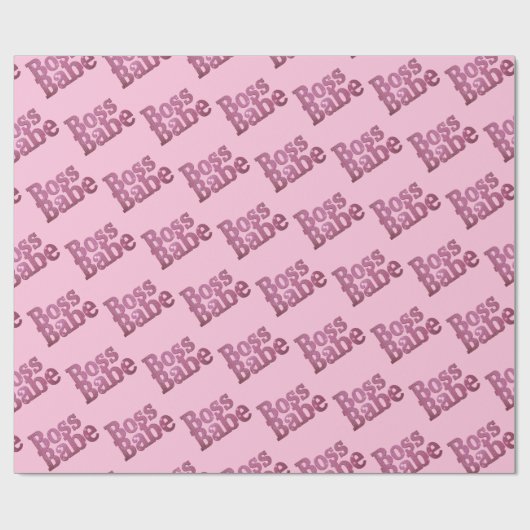Pink Glitter Boss Babe Cadeaupapier (Vlak)