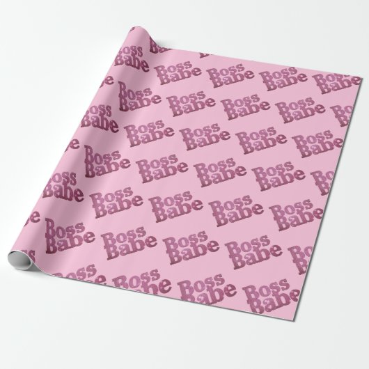 Pink Glitter Boss Babe Cadeaupapier (Uitgerold)