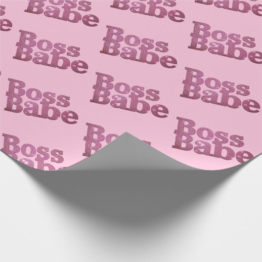 Pink Glitter Boss Babe Cadeaupapier (Hoek)