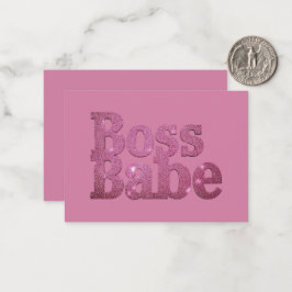 Pink Glitter Boss Babe Notitiekaartje