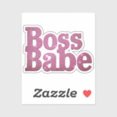 Pink Glitter Boss Babe Sticker (Vel)