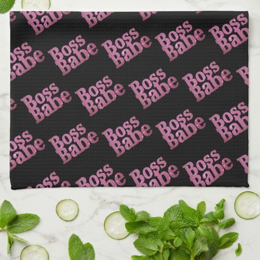 Pink Glitter Boss Babe Theedoek (Gevouwen)