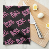 Pink Glitter Boss Babe Theedoek (Quarter Fold)