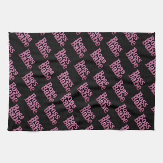 Pink Glitter Boss Babe Theedoek (Horizontaal)