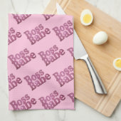 Pink Glitter Boss Babe Theedoek (Quarter Fold)