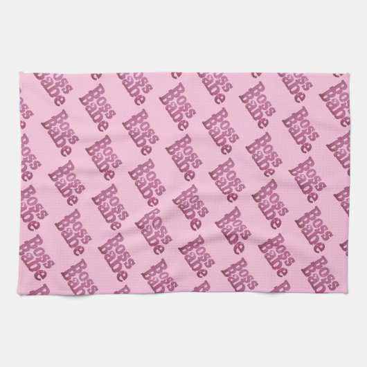 Pink Glitter Boss Babe Theedoek (Horizontaal)