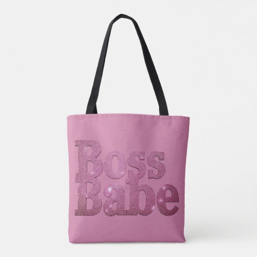 Pink Glitter Boss Babe Tote Bag (Achterkant)