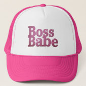 Pink Glitter Boss Babe Trucker Pet (Voorkant)