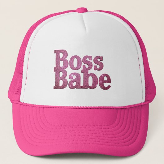 Pink Glitter Boss Babe Trucker Pet (Voorkant)