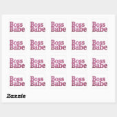 Pink Glitter Boss Babe Vierkante Sticker (Vel)
