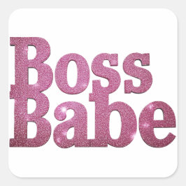 Pink Glitter Boss Babe Vierkante Sticker