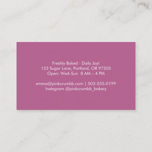 Pink Glitter Bread Logo Bakery Visitekaartje (Achterkant)