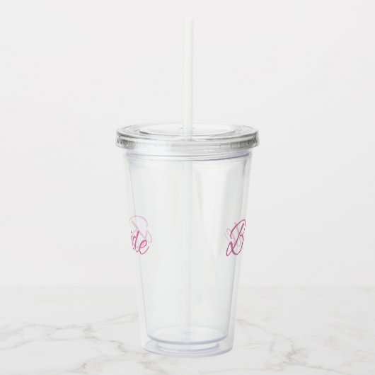 Pink Glitter Bruid Wedding Acryl Drinkbeker (Rechts)