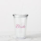 Pink Glitter Bruid Wedding Acryl Drinkbeker (Achterkant)