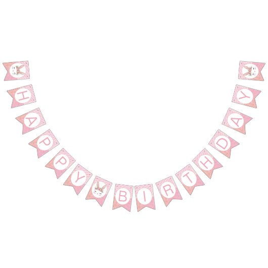 Pink Glitter Bunny Happy Birthday Party Banner (Alle)