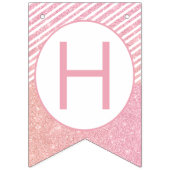 Pink Glitter Bunny Happy Birthday Party Banner (Tweede vlag)