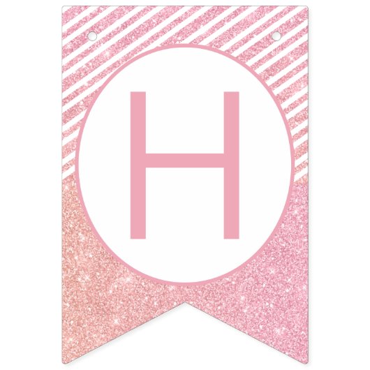 Pink Glitter Bunny Happy Birthday Party Banner (Tweede vlag)