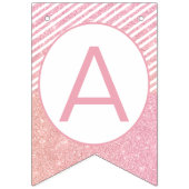 Pink Glitter Bunny Happy Birthday Party Banner (Derde vlag)