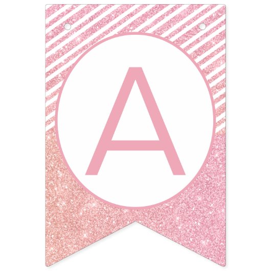 Pink Glitter Bunny Happy Birthday Party Banner (Derde vlag)