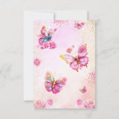 Pink Glitter Butterflies Vrijgezellenfeest Dank u Kaart (Achterkant)
