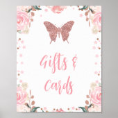 Pink Glitter Butterfly Kaarten en geschenken teken Poster (Voorkant)